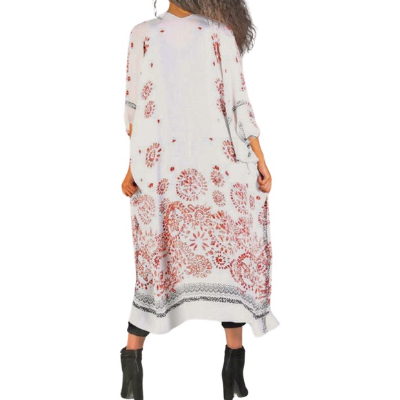 BOUTIQUE* Boho Print Summer Kimono Duster - Picture 3 of 10